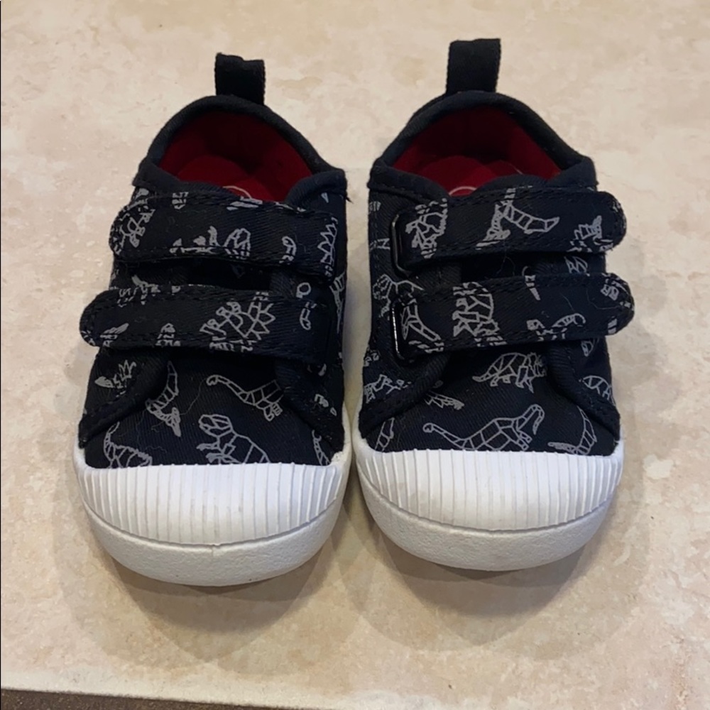 Cat & Jack Black Dinosaur Print Sneakers with White Soles
